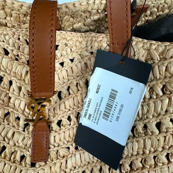 Saint Laurent Bag Panier Medium Raffia Vegetable-tanned Leather - Picture 3 of 7